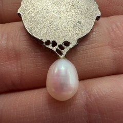 Vintage Sterling Silver 925 Enamel Tree of Life Pendant with Natural Pearl 3g