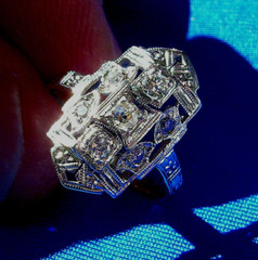 Original EARTH MINED DIAMOND Deco Engagement Ring Vintage Style 14K WHITE GOLD 6