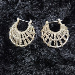 Vintage Silver T Wire Wrapped 1.25″ Pierced Hoop Earrings