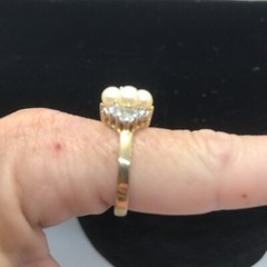 Vintage 18K HGE Gold Plated Delicate Faux Pearl & Crystals Ring varied sizes