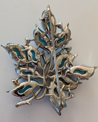 Vintage Coro Blue Thermoset and Rhinestone Brooch 2.5 in