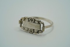 VNT WWII Forget-Me-Not Sterling Silver Upcycled Ring Engraved Nancy Sz 7.75 JB45