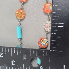 Lovely Cookie Lee Millefiori Glass Style Floral Beaded Statement Necklace 40″
