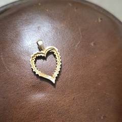 vintage fine silver cz Heart Pendant Charm, Round White Stones, Love Theme
