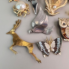 Vintage Animal Brooch Lot of 11 Monet Brooks Birds Deer Bugs Owl