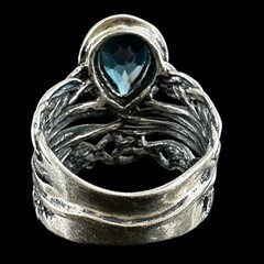 OR PAZ 925 Sterling Silver Vintage Israel London Blue Topaz Gem Ring Size 8