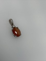 Vintage 925 Sterling Silver Oval Sunstone Pendant 7BB
