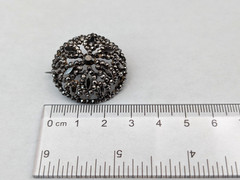 Antique Victorian Cut Steel Brooch 19th Century Pin Riveted Faceted Domed Round