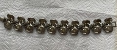 Vintage ArtDeco Bracelet & Clip Earrings Silvertone AB Rhinestones & faux Pearls