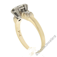 Antique 14k Gold & Palladium 0.60ctw Old Diamond Squared Setting Engagement Ring