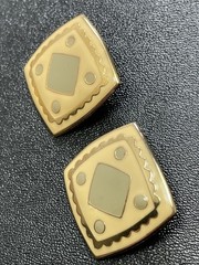Vintage 1.1” Yellow & Gray Enameled Gold Tone Square Shape Abstract Earrings
