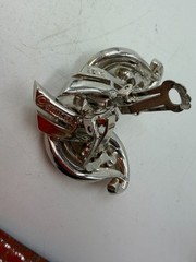 Vintage Earrings Clip On Rhinestone Boucher Signed Knot Climber Silvertone PJ