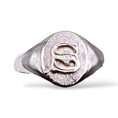 Initial Letter S Signet 925 Sterling Silver Baby Child Pinky Ring SZ 3.25