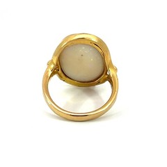 Estate 18K Yellow Gold Large Oval Bezel Set Solitaire Opal Ring 9.6 Grams