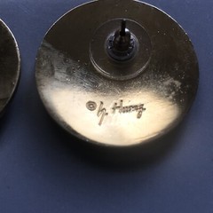 Vintage SAMUEL HUANG Round Swirl Gold Tone Enamel Earrings Pierced