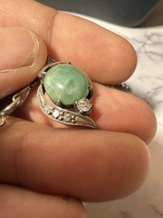 Vintage 10K 14K Gold Jade Diamond Pendant Necklace Estate Lot#1752