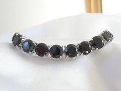 Sterling Silver 925 Natural 50tcw Black Spinel Tennis Bracelet 8″