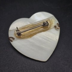 Mother of Pearl Heart Brooch Mother’s Day Gift For Mom Wire Vintage Jewelry
