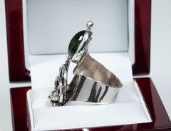 925 Silver Vintage Designer Ring 5.50 ct Natural Green Tourmaline Handcrafted