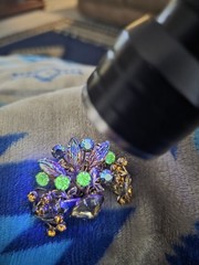 Vintage Judy Lee Goldtone Rhinstone & Clip Earrings Uranium Stones