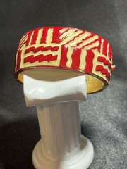 Vintage Lanvin Paris Couture Runway Red, Cream and Gold Enamel Bracelet-RARE!