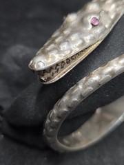 ANTIQUE 925 STERLING SILVER ALLIGATOR CUFF BRACELET ARM BRACELET 2.48 OZS