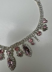 EISENBERG ICE Vintage Silver Tone Pink Rhinestone Crystal Choker Necklace