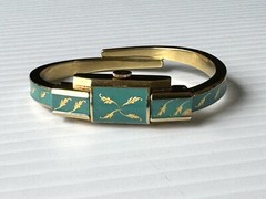 Vtg MCM Caron Women’s Swiss Bracelet Watch 20 Microns Gold w/Turquoise Enamel***