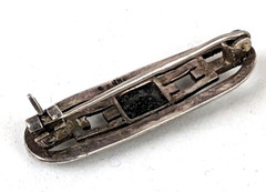 Antique Art Deco Sterling Silver Marcasite & Black Enamel Brooch Beauty Pin 1.5″