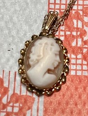 Vintage 12K GF Shell Cameo Pendant Necklace Curtis Curtman CC Original Chain