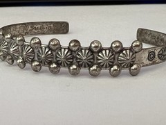 Vintage Nickel Silver – NAVAJO Signed SANFORD Stamped Cuff Adjustable Bracelet