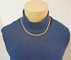 Vintage Monet Signed Gold Tone Flat Bismarck Mesh Chain Necklace 15.5″ Choker