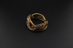 Vintage La Roco Midcentury Goldtone Tri Panel Bracelet Multitone Rhinestones