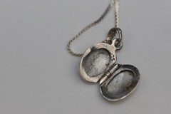 Engraved Locket Pendant Necklace Sterling Silver