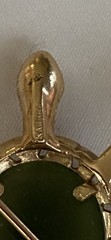 VINTAGE DESIGNER KARBRA 3.00ct JADE 14K YELLOW GOLD TURTLE BROOCH PIN 6 GRAMS