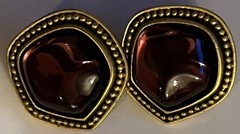 Vintage Yves Saint Laurent Metal & Resin Clip-On Earrings YSL Designer Authentic