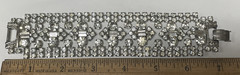 Vintage Mid Century Rhinestone 5 Row Bracelet Silver-Tone 7.5″ (FC110-1Q4452