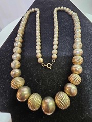 Vtg Silvertone Graduated Ball Beaded Chain Necklace 29in”- S29
