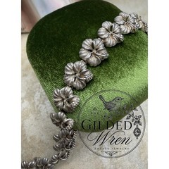 Vintage Hawaiian 925 Sterling Silver Hibiscus Flower Link Bracelet 14.40g 7”