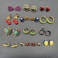 Vintage Clip On Earrings Lot 12 Pair Costume Jewelry.