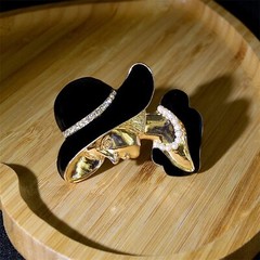 KAWADU Vintage Alloy Rhinestone Brooch Painting Oil Black Sun Hat Pretty Lady…