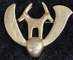Imp Ibex Double Headed Goat Israel Goddes Hala Modernist Impala Gold Brooch