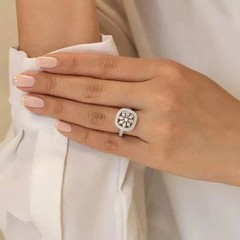 Vintage Art Deco Style Round Lab Created Diamond Wedding 14k White Gold FN Ring