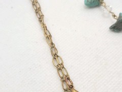 Vintage Turquoise Glass Beads Chain Necklace 29in.