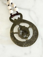 Gorgeous Cara Brown Designs Antique Horse Brass Medallion Jasper Beads Leather