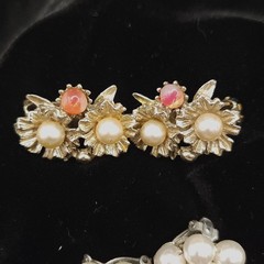VINTAGE BEADED CLIP ON EARRINGS LOT ONE SIGNED WEST GERMANY