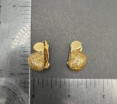 Balenciaga Paris Signed Gold Tone Clip Earrings With Many B Letters J8