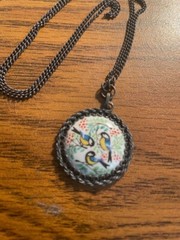 Vintage Russian Hand Made Enamel Rostov Finift Filigree Round Pendant 1988