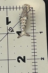 Vintage Articulated Fish Charm Pendant Sterling Silver Moving Segmented Koi