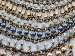 ZAR Vintage Cascading Layered Gold and Silver Tone Beads Mesh Statement Necklace